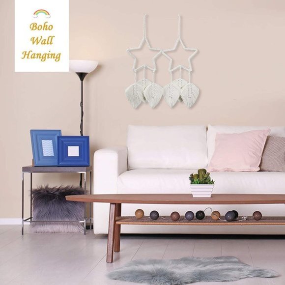 2 pcs Macrame Star Leaf Tassel Boho Wall Hanging - Picture 4 of 7